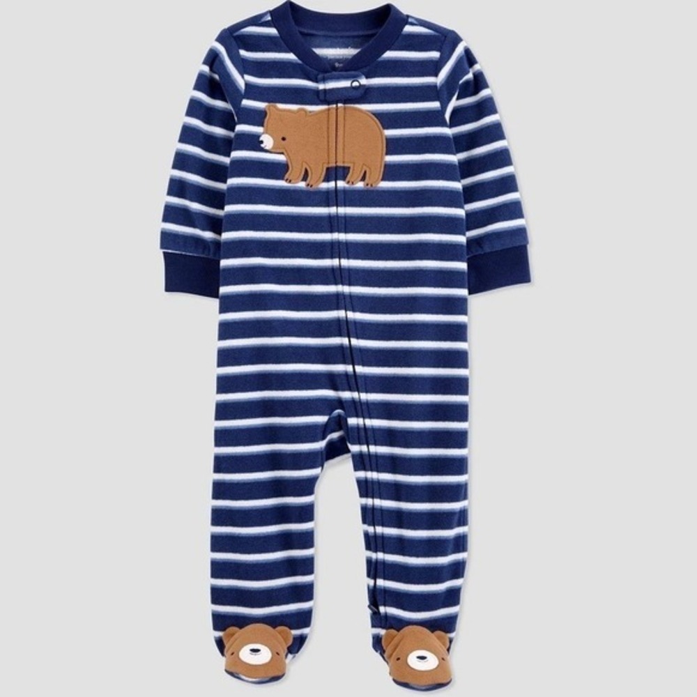 Carters Just One You Baby Striped Bear Fleece Sleep N Play 6 Months